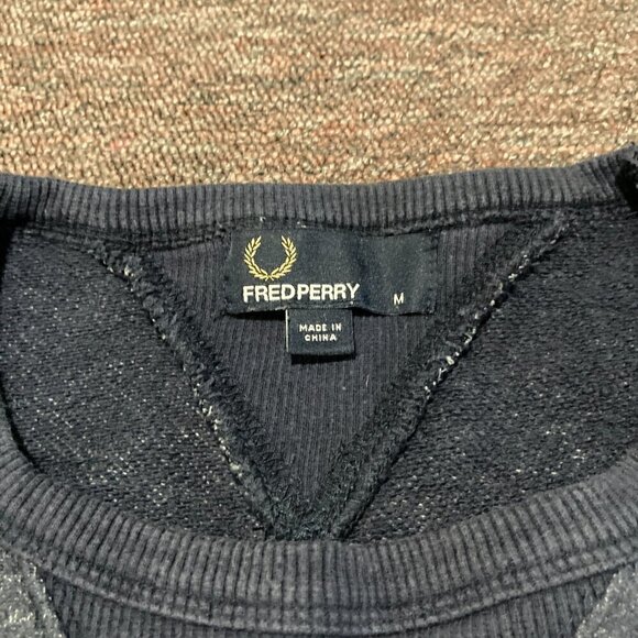 Fred Perry Sweater Jumper Pullover Sweatshirt Blue Crew Neck Men’s Size M Medium - Picture 4 of 9